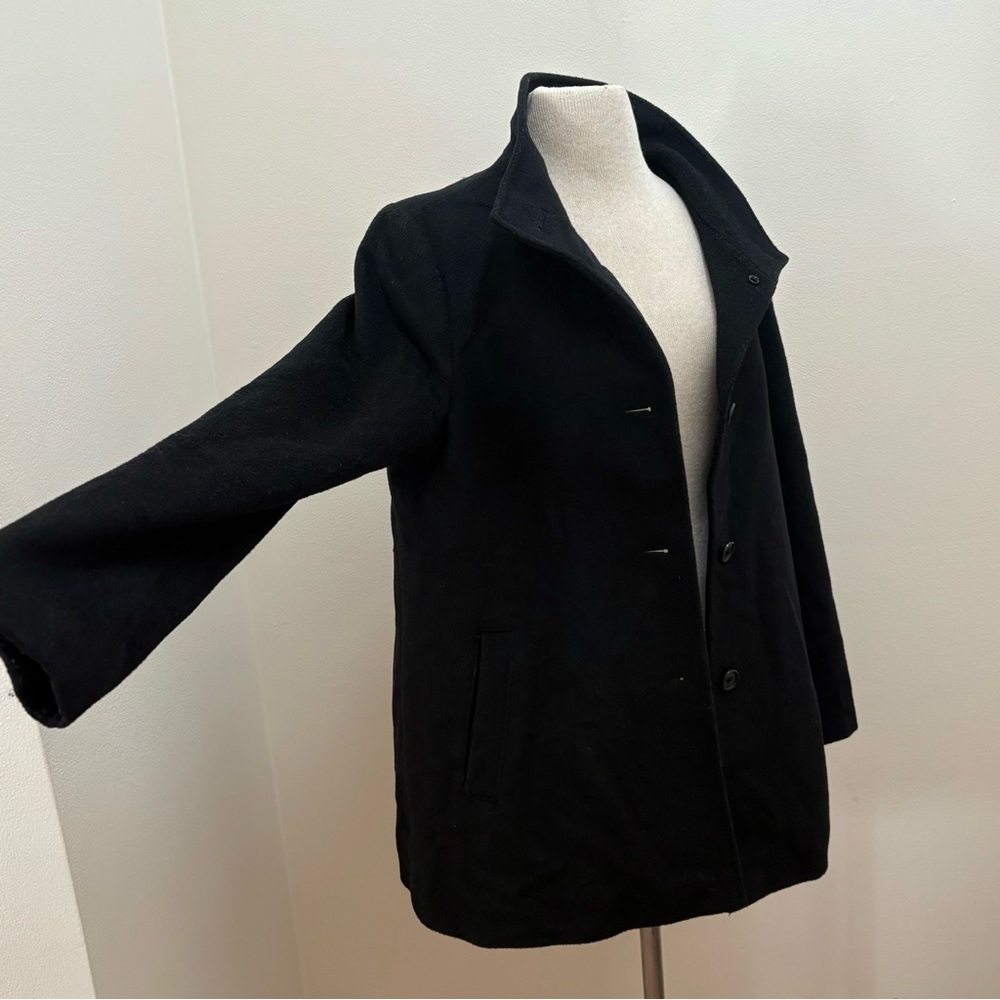 Ralph Lauren Black Wool Blend Car Over Coat Size Large Old Money Preppy Classic - Picture 12 of 15